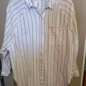 Striped Beige and White Men's Shirt